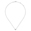 14K White Gold Baguette and Round Halo Rectangular Diamond Pendant Necklace