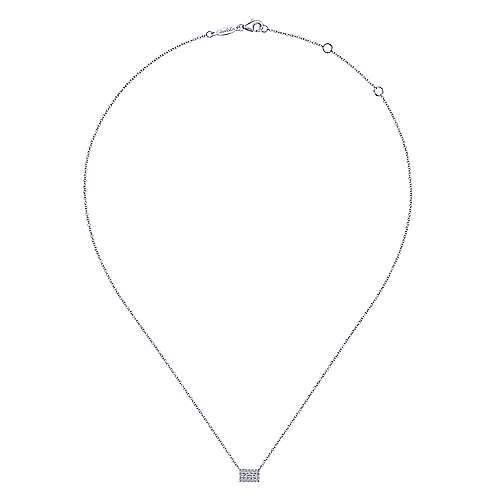 Diamond Rectangular Pendant Necklace in 14K White Gold