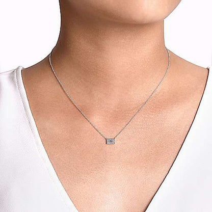Diamond Rectangular Pendant Necklace in 14K White Gold