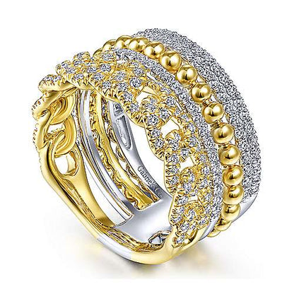 Diamond Stacking Statement Ring in 14K Two Tone Gold
