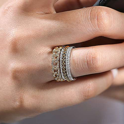 Diamond Stacking Statement Ring in 14K Two Tone Gold