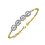 Bead Cuff Diamond Link Bracelet in 14K Yellow Gold