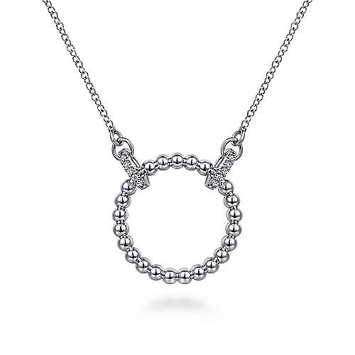 Open Circle White Sapphire Bujukan Pendant Necklace in Sterling Silver