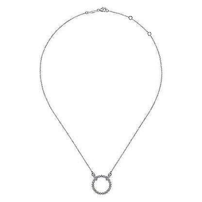 Open Circle White Sapphire Bujukan Pendant Necklace in Sterling Silver