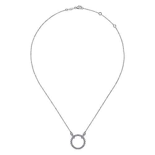 Open Circle White Sapphire Bujukan Pendant Necklace in Sterling Silver