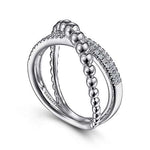 Bujukan White Sapphire Criss Cross Ring in Sterling Silver