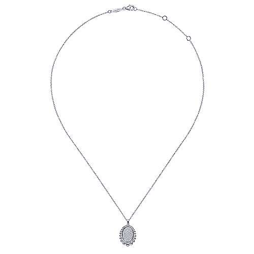 Bujukan Pavé Center Bead Frame Pendant Necklace in Sterling Silver