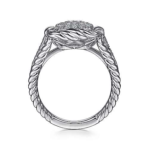 Bujukan White Sapphire Pavé Rope Frame Ring in Sterling Silver