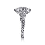 Bujukan White Sapphire Pavé Rope Frame Ring in Sterling Silver