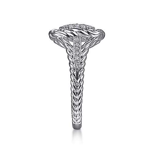 Bujukan White Sapphire Pavé Rope Frame Ring in Sterling Silver