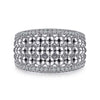 Bujukan White Sapphire Wide Beaded Ring in Sterling Silver