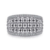 Bujukan White Sapphire Wide Beaded Ring in Sterling Silver