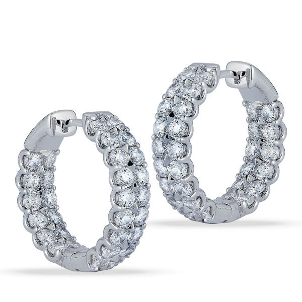 Grown Diamond Double Row Inside-Outside Hoop Earrings