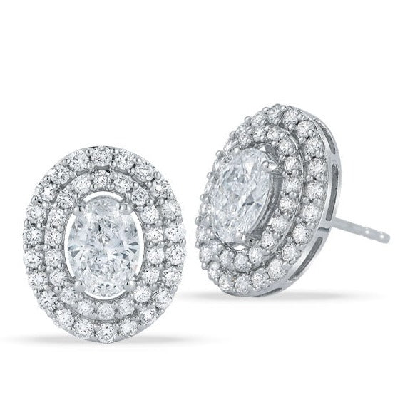 Grown Diamond Halo Earrings in 14K White Gold