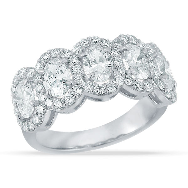 Grown Diamond Oval Halo Band in 14K White Gold