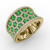 Emerald & Diamond Wide Band in 14K Yellow Gold