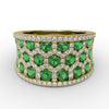 Emerald & Diamond Wide Band in 14K Yellow Gold