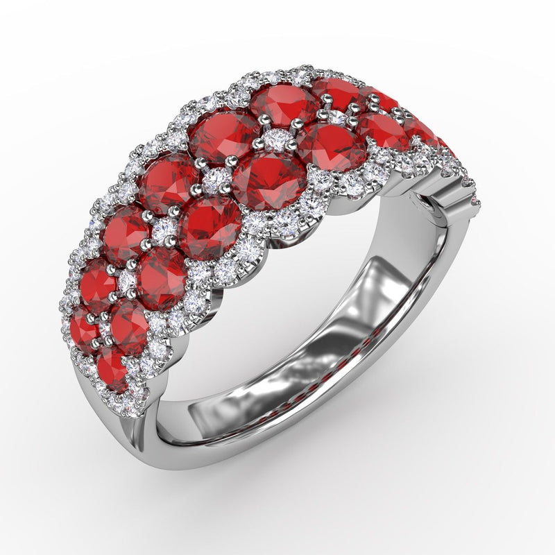 Ruby & Diamond Cocktail Band in 14K White Gold