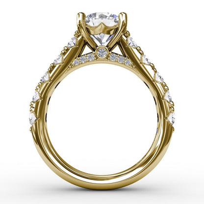 Diamond Round Engagement Ring in 14K Yellow Gold