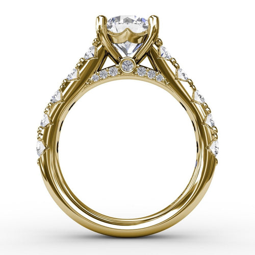 Diamond Round Engagement Ring in 14K Yellow Gold