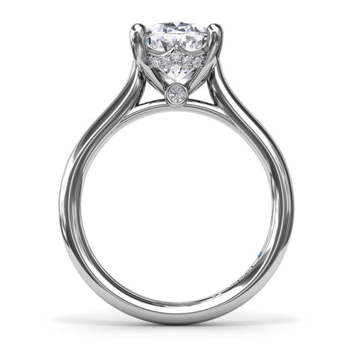 Diamond Oval Engagement Ring in 14K White Gold