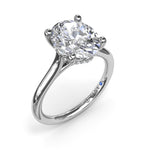 Diamond Oval Engagement Ring in 14K White Gold