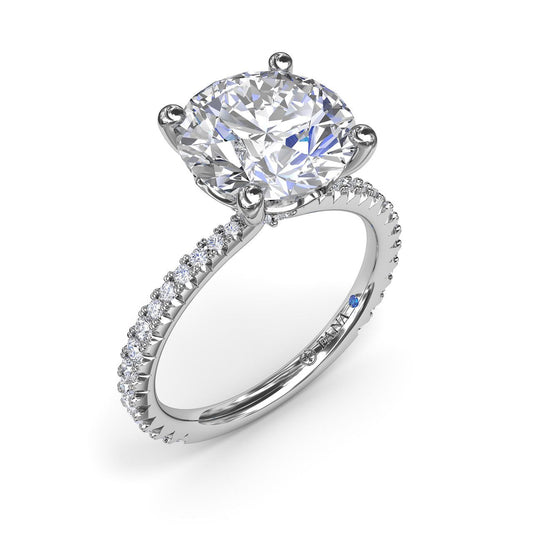 Diamond Round Engagement Ring in 14K White Gold