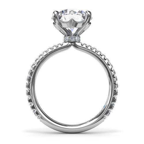 Diamond Round Engagement Ring in 14K White Gold