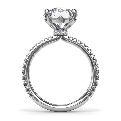 Diamond Round Engagement Ring in 14K White Gold