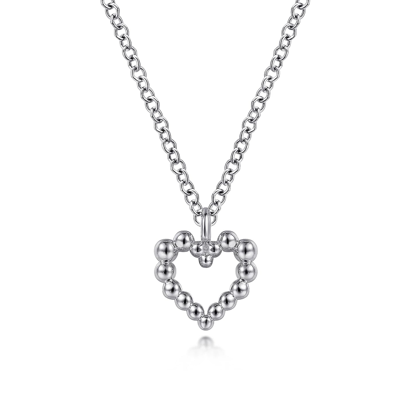 Heart Beaded Necklace in Sterling Silver