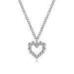 Heart Beaded Necklace in Sterling Silver