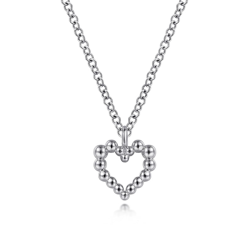 Heart Beaded Necklace in Sterling Silver