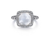 Bujukan White Sapphire, Rock Crystal and White Mother of Pearl Ladies Ring
