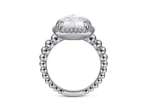 Bujukan White Sapphire Rock Crystal and White Mother of Pearl Ladies JG Kronenberger Fine Jewelry