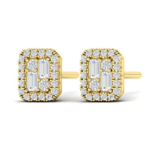 Diamond Halo Studs in 14K Yellow Gold
