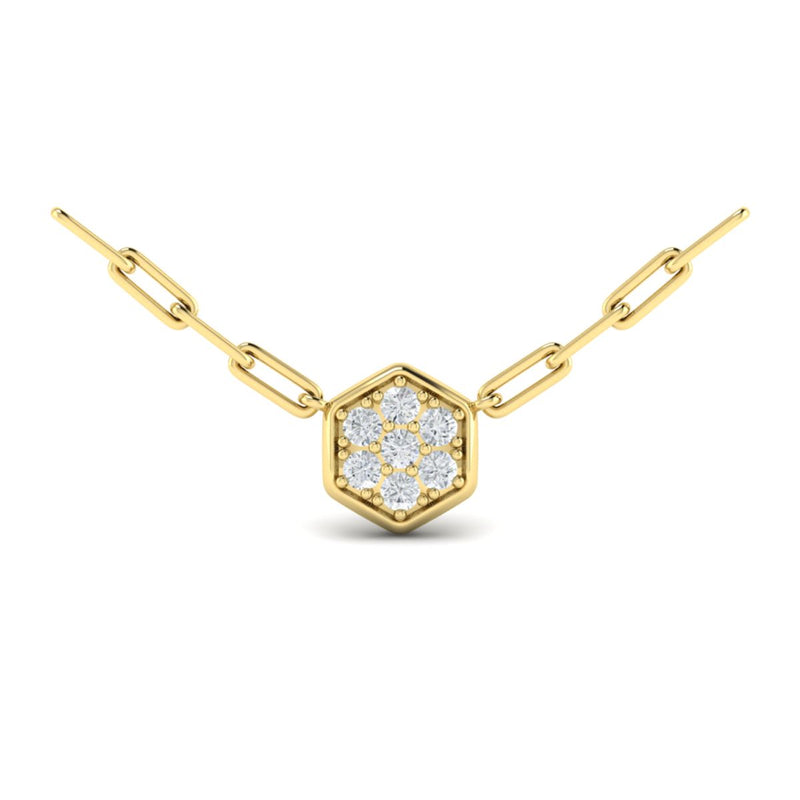 Diamond Disc Paperclip Necklace in 14K Yellow Gold