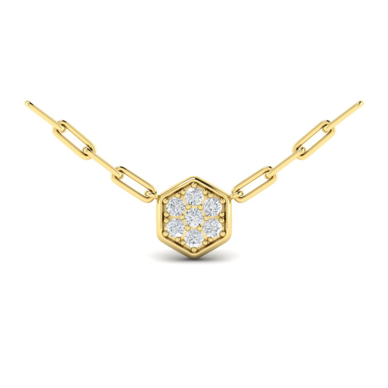 Diamond Disc Paperclip Necklace in 14K Yellow Gold