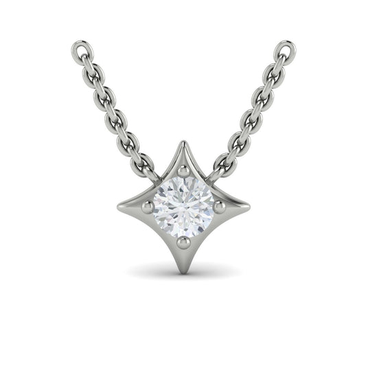 Diamond Petite Starburst Necklace in 14K White Gold