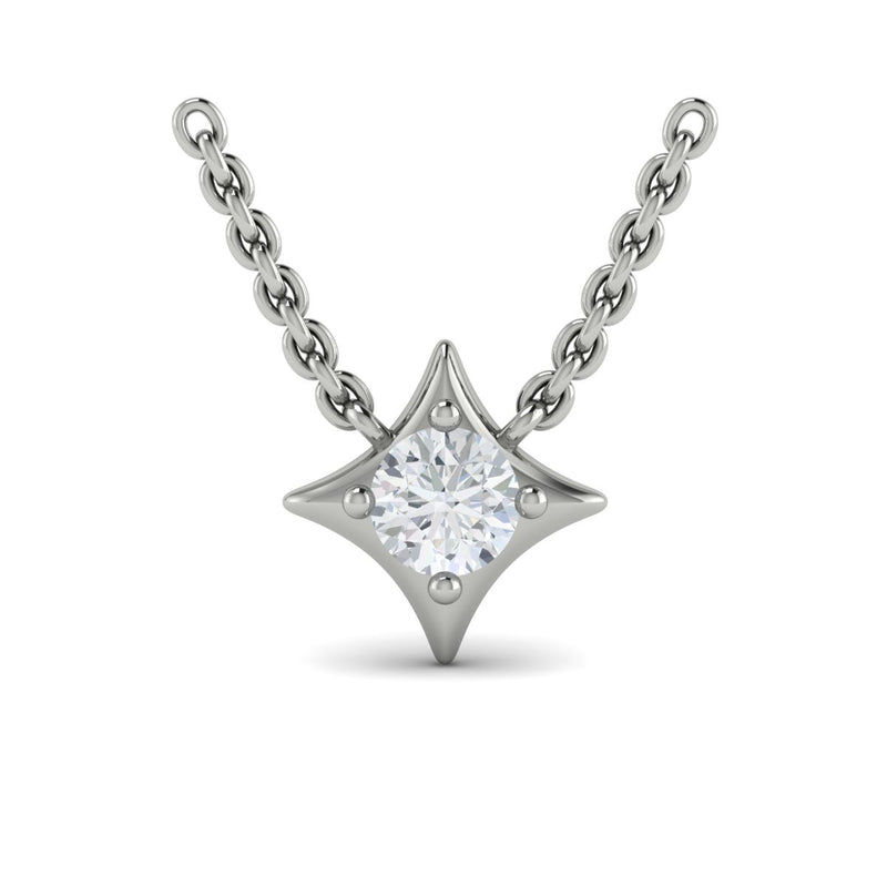 Diamond Petite Starburst Necklace in 14K White Gold