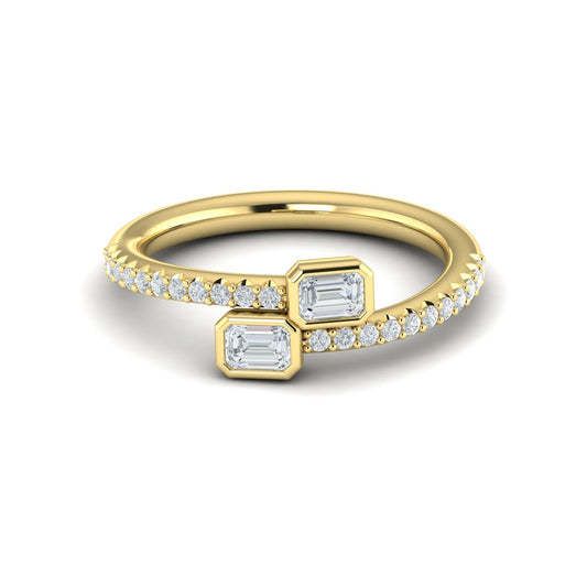 Diamond Wrap Emerald Cut Band in 14K Yellow Gold