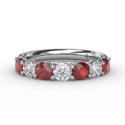Ruby & Diamond Band in 14K White Gold