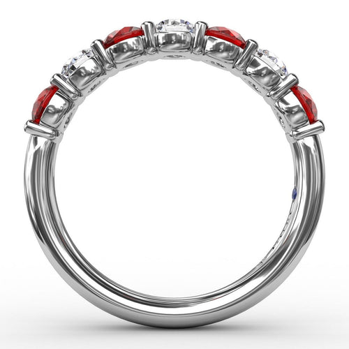 Ruby & Diamond Band in 14K White Gold