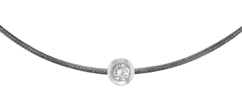 Silver Bezel - Dark Grey Cord Bracelet