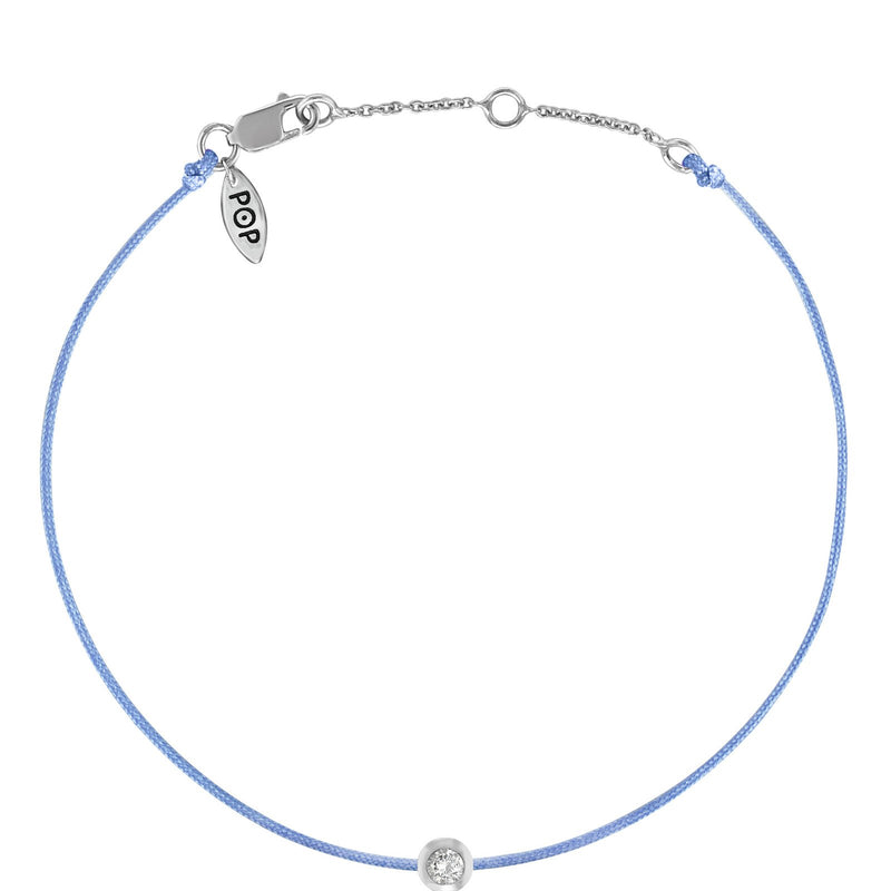 Silver Bezel - Light Blue Cord Bracelet