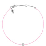 Silver Bezel - Pink Cord Bracelet