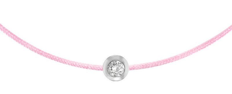 Silver Bezel - Pink Cord Bracelet