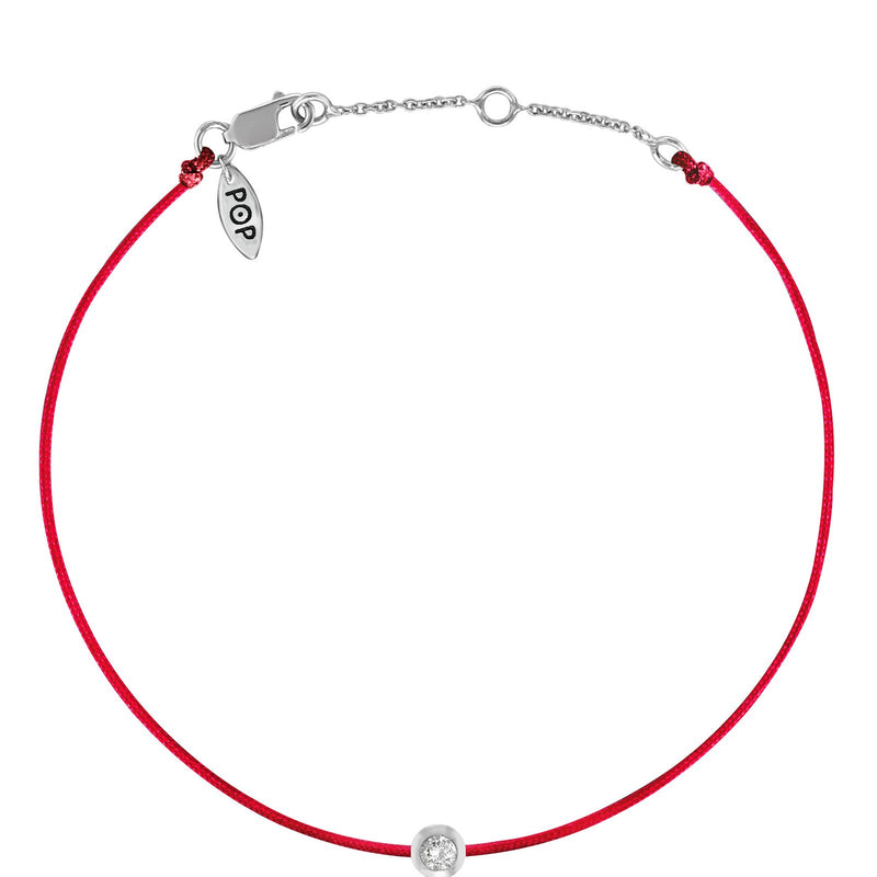 Silver Bezel - Red Cord Bracelet