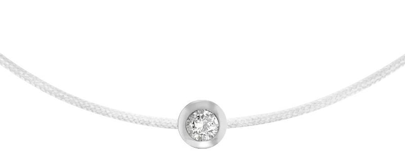 Silver Bezel - White Cord Bracelet